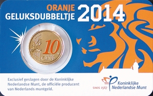 Oranje Geluksdubbeltje 2014 coincard